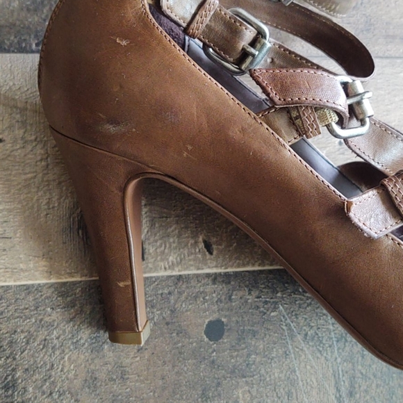 J.Crew buckle strap leather high heels size 8 1/2 - Picture 3 of 13